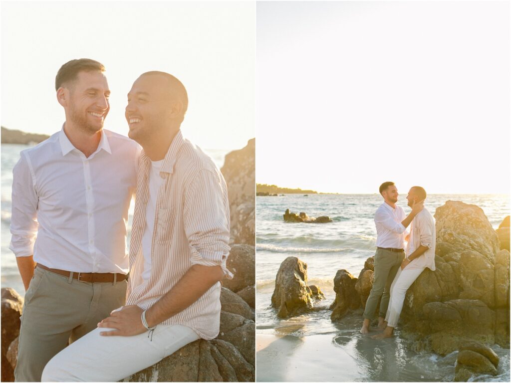 Une séance photo d'engagement sur la plage Mare e Sole