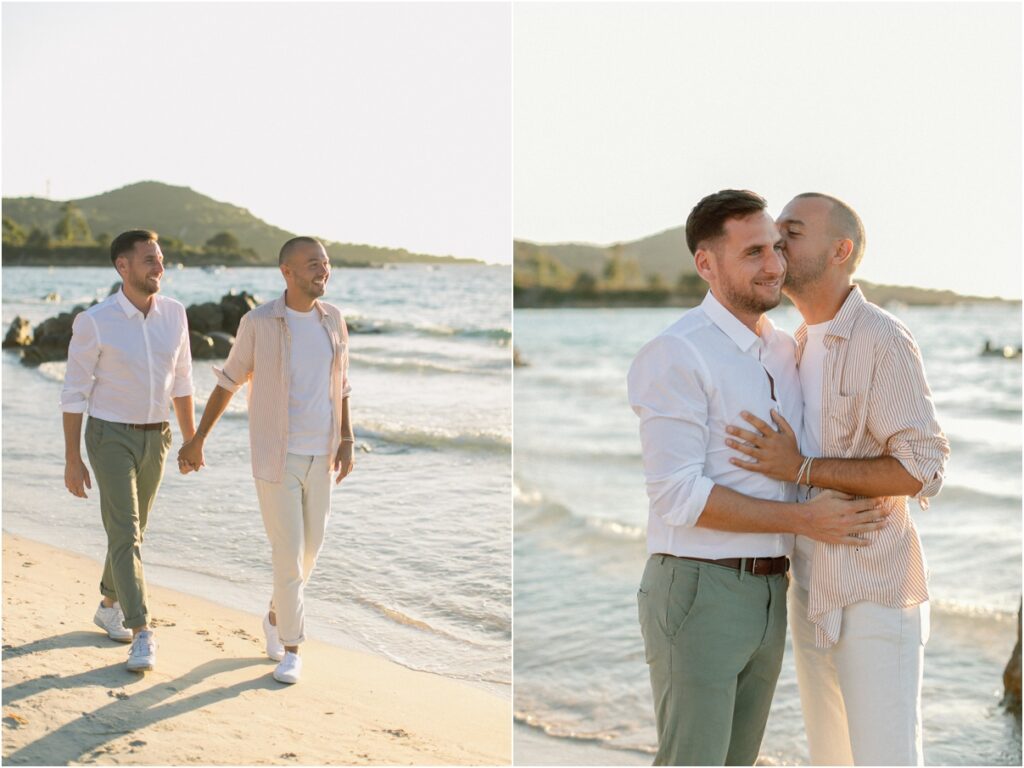 Une séance photo d'engagement sur la plage Mare e Sole